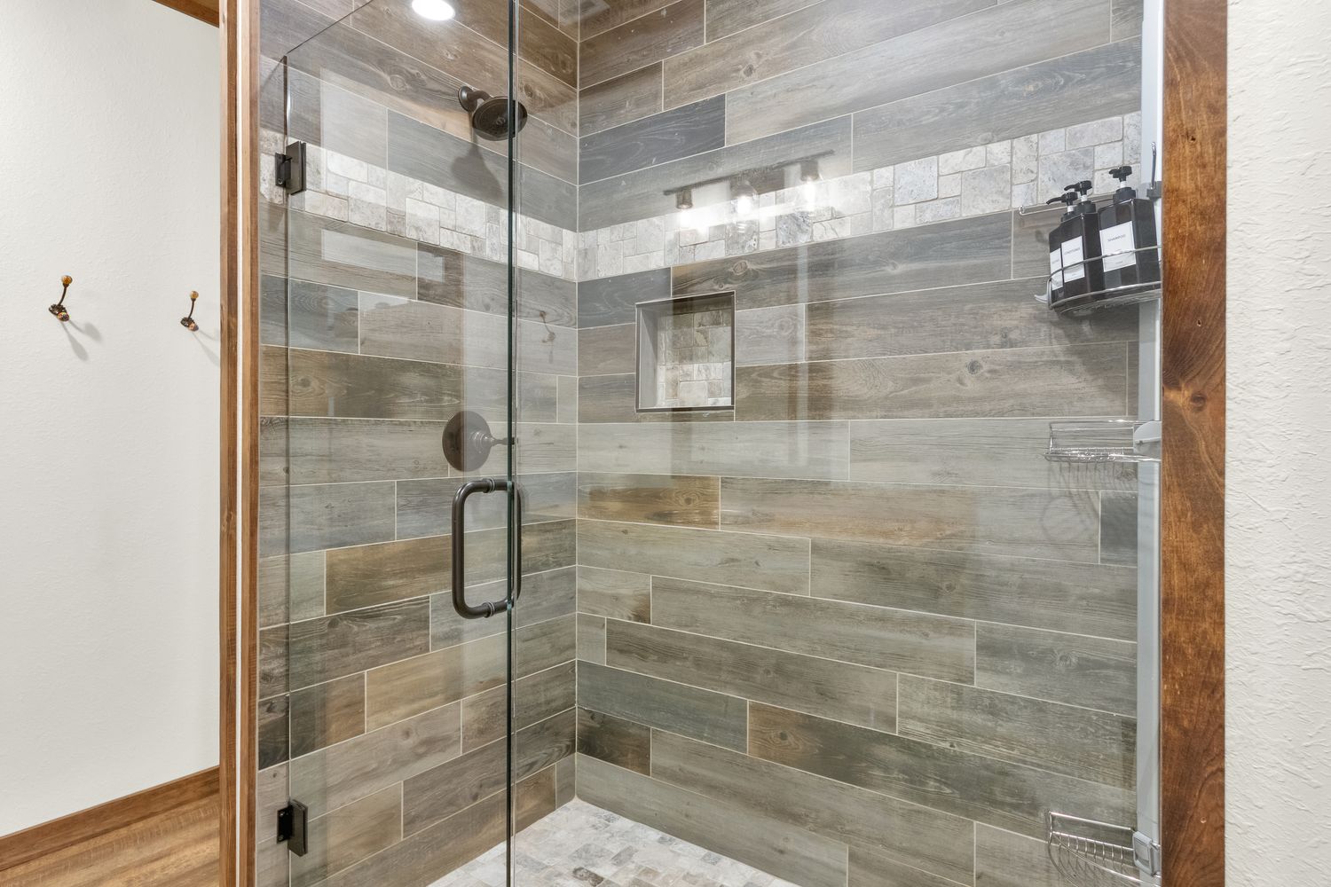 Tiled walk-in shower